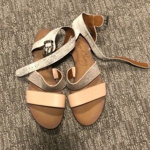 Tan and silver sandals